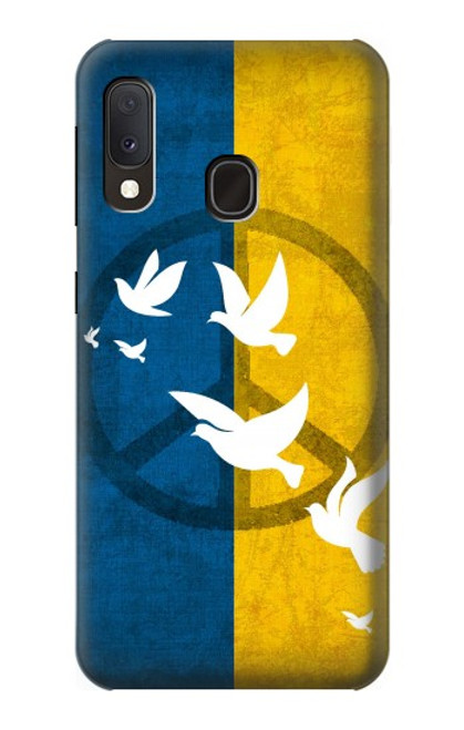 S3857 Colombe de la paix drapeau ukrainien Etui Coque Housse pour Samsung Galaxy A20e