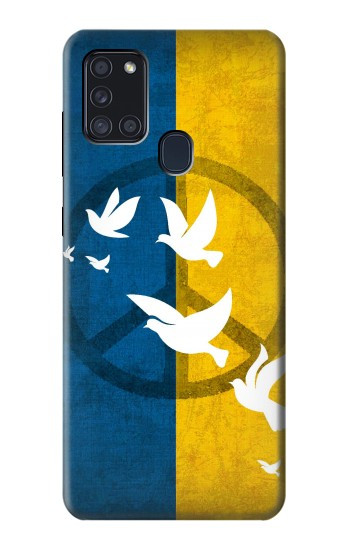 S3857 Colombe de la paix drapeau ukrainien Etui Coque Housse pour Samsung Galaxy A21s