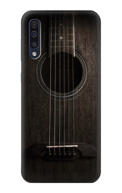 S3834 Guitare noire Old Woods Etui Coque Housse pour Samsung Galaxy A50