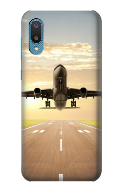 S3837 Avion Décollage Sunrise Etui Coque Housse pour Samsung Galaxy A04, Galaxy A02, M02