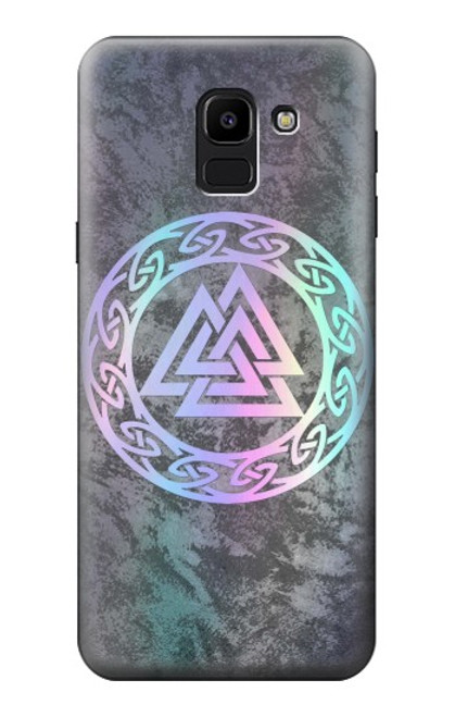 S3833 Valknut Odin Wotans Noeud Hrungnir Coeur Etui Coque Housse pour Samsung Galaxy J6 (2018)