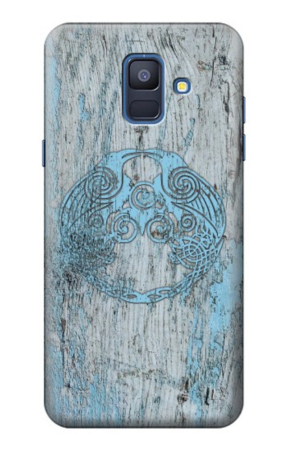 S3829 Huginn et Muninn Twin Ravens Norse Etui Coque Housse pour Samsung Galaxy A6 (2018)