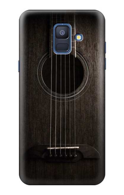 S3834 Guitare noire Old Woods Etui Coque Housse pour Samsung Galaxy A6 (2018)