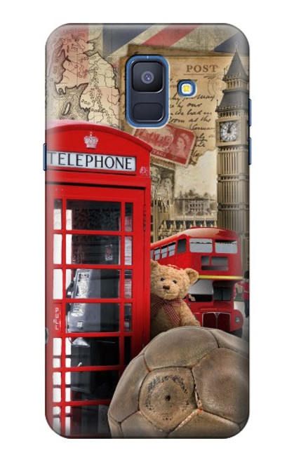 S3856 Vintage Londres Britannique Etui Coque Housse pour Samsung Galaxy A6 (2018)