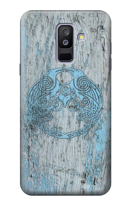 S3829 Huginn et Muninn Twin Ravens Norse Etui Coque Housse pour Samsung Galaxy A6+ (2018), J8 Plus 2018, A6 Plus 2018