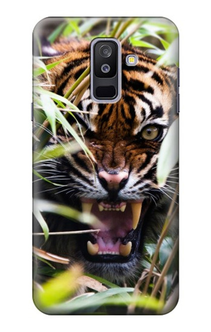 S3838 Tigre du Bengale qui aboie Etui Coque Housse pour Samsung Galaxy A6+ (2018), J8 Plus 2018, A6 Plus 2018