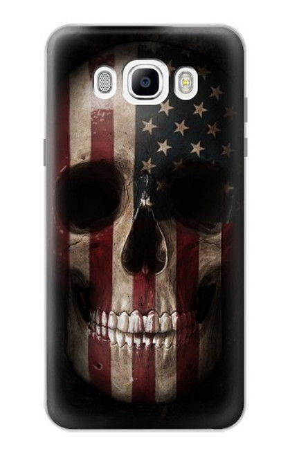 S3850 Crâne de drapeau américain Etui Coque Housse pour Samsung Galaxy J7 (2016)