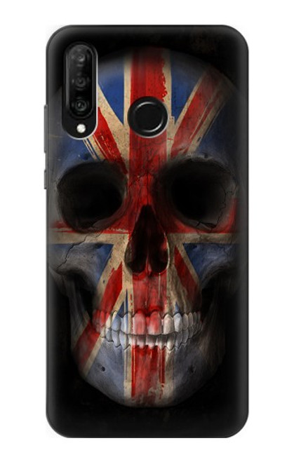 S3848 Crâne de drapeau du Royaume-Uni Etui Coque Housse pour Huawei P30 lite