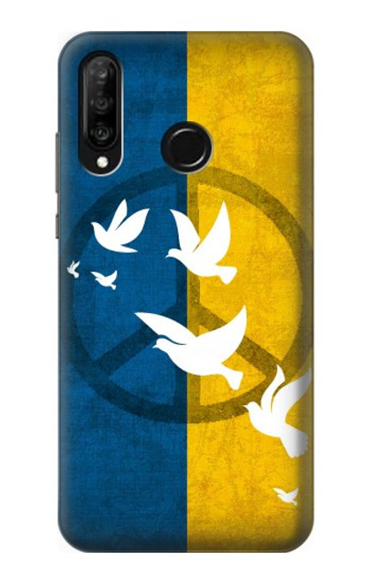 S3857 Colombe de la paix drapeau ukrainien Etui Coque Housse pour Huawei P30 lite