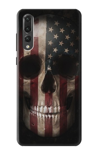 S3850 Crâne de drapeau américain Etui Coque Housse pour Huawei P20 Pro