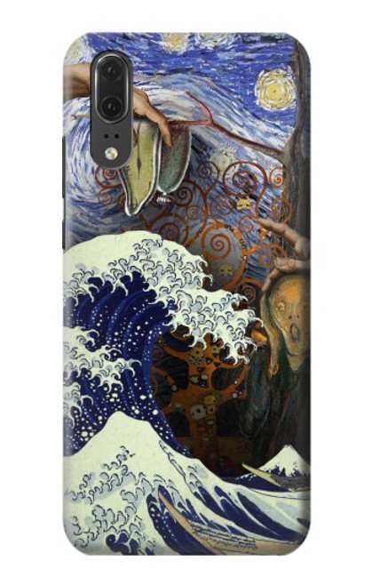 S3851 Monde de l'art Van Gogh Hokusai Da Vinci Etui Coque Housse pour Huawei P20