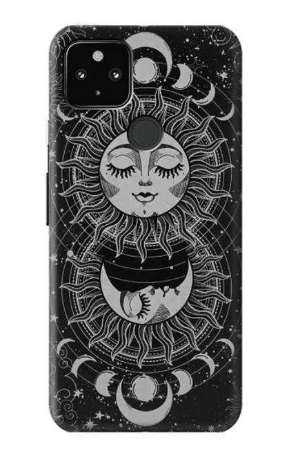 S3854 Visage de soleil mystique Croissant de lune Etui Coque Housse pour Google Pixel 4a 5G