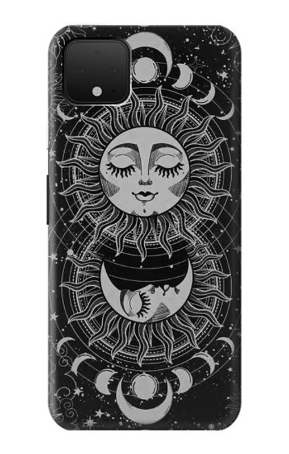 S3854 Visage de soleil mystique Croissant de lune Etui Coque Housse pour Google Pixel 4