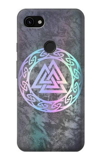 S3833 Valknut Odin Wotans Noeud Hrungnir Coeur Etui Coque Housse pour Google Pixel 3a XL