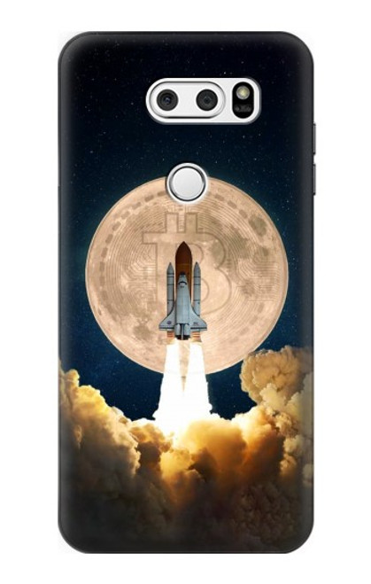 S3859 Bitcoin à la Lune Etui Coque Housse pour LG V30, LG V30 Plus, LG V30S ThinQ, LG V35, LG V35 ThinQ