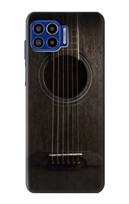 S3834 Guitare noire Old Woods Etui Coque Housse pour Motorola One 5G