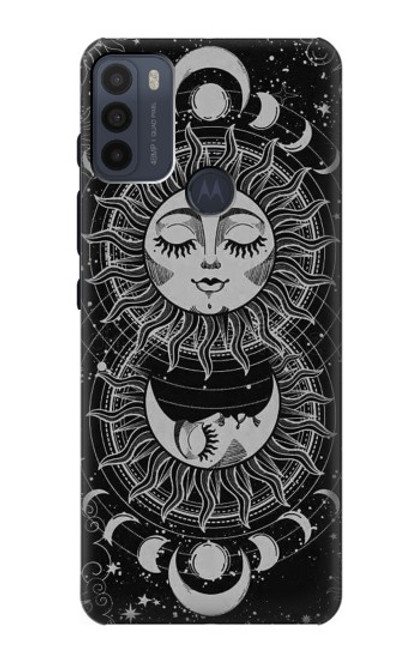 S3854 Visage de soleil mystique Croissant de lune Etui Coque Housse pour Motorola Moto G50