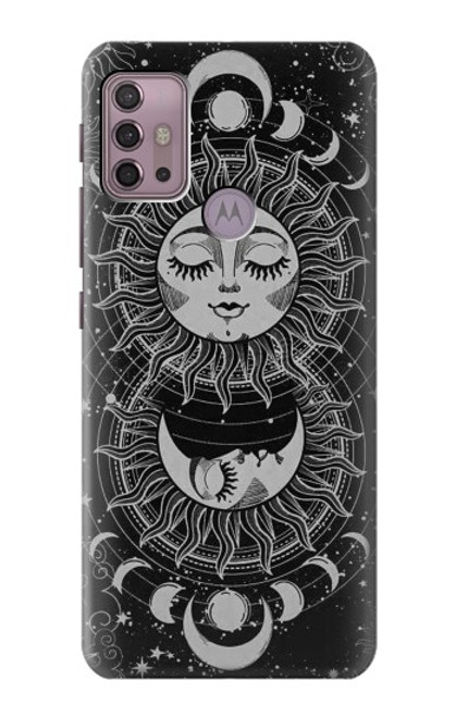 S3854 Visage de soleil mystique Croissant de lune Etui Coque Housse pour Motorola Moto G30, G20, G10