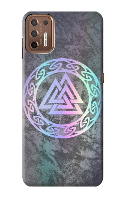 S3833 Valknut Odin Wotans Noeud Hrungnir Coeur Etui Coque Housse pour Motorola Moto G9 Plus