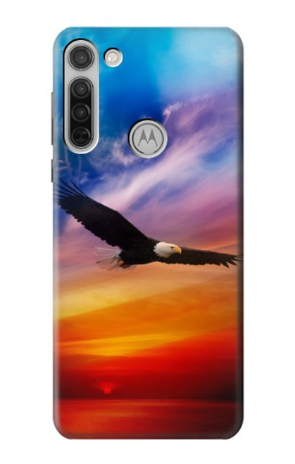 S3841 Pygargue à tête blanche volant dans un ciel coloré Etui Coque Housse pour Motorola Moto G8