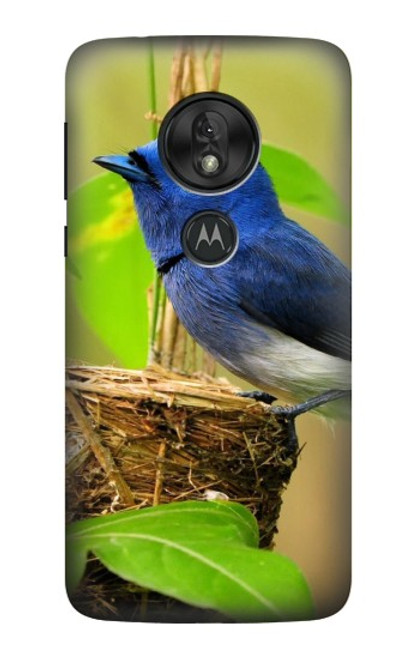 S3839 Oiseau bleu du bonheur Oiseau bleu Etui Coque Housse pour Motorola Moto G7 Play