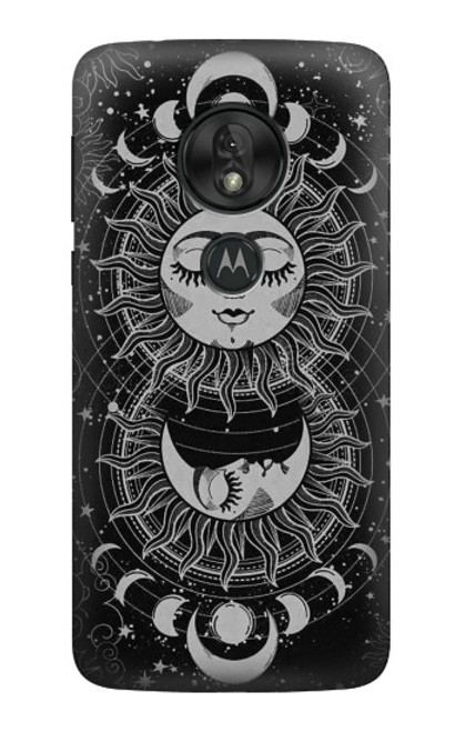 S3854 Visage de soleil mystique Croissant de lune Etui Coque Housse pour Motorola Moto G7 Play