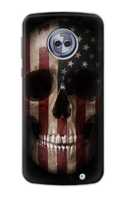 S3850 Crâne de drapeau américain Etui Coque Housse pour Motorola Moto X4