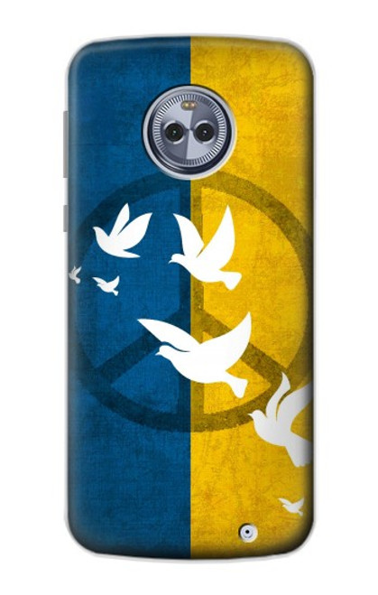 S3857 Colombe de la paix drapeau ukrainien Etui Coque Housse pour Motorola Moto X4