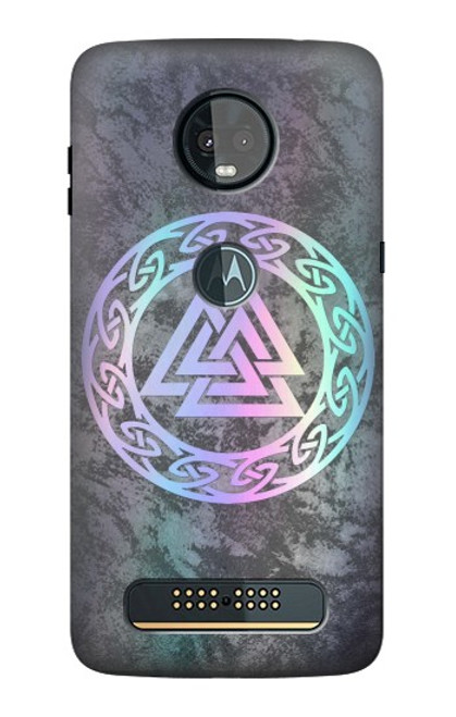 S3833 Valknut Odin Wotans Noeud Hrungnir Coeur Etui Coque Housse pour Motorola Moto Z3, Z3 Play