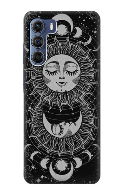 S3854 Visage de soleil mystique Croissant de lune Etui Coque Housse pour Motorola Edge S30