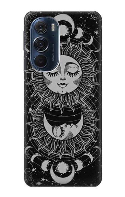 S3854 Visage de soleil mystique Croissant de lune Etui Coque Housse pour Motorola Edge X30