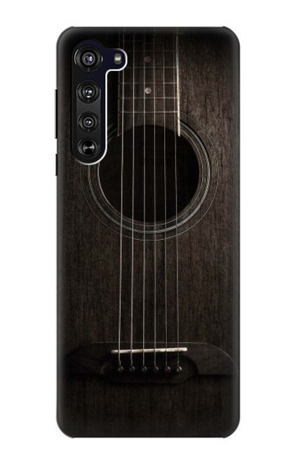 S3834 Guitare noire Old Woods Etui Coque Housse pour Motorola Edge