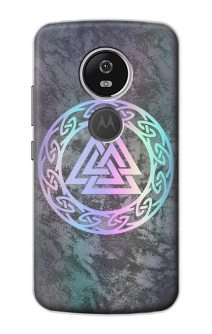 S3833 Valknut Odin Wotans Noeud Hrungnir Coeur Etui Coque Housse pour Motorola Moto E5 Plus