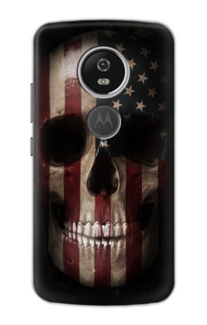 S3850 Crâne de drapeau américain Etui Coque Housse pour Motorola Moto E5 Plus
