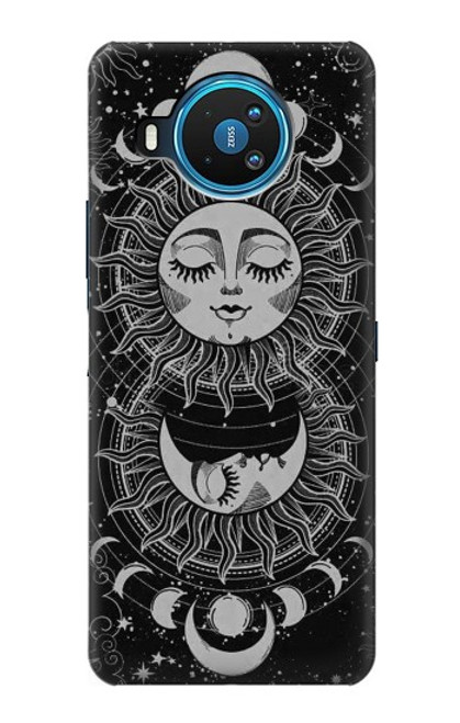 S3854 Visage de soleil mystique Croissant de lune Etui Coque Housse pour Nokia 8.3 5G