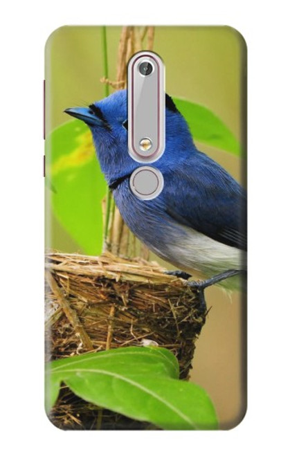 S3839 Oiseau bleu du bonheur Oiseau bleu Etui Coque Housse pour Nokia 6.1, Nokia 6 2018