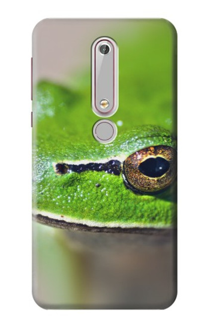 S3845 Grenouille verte Etui Coque Housse pour Nokia 6.1, Nokia 6 2018