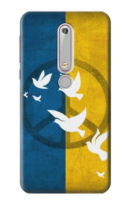 S3857 Colombe de la paix drapeau ukrainien Etui Coque Housse pour Nokia 6.1, Nokia 6 2018