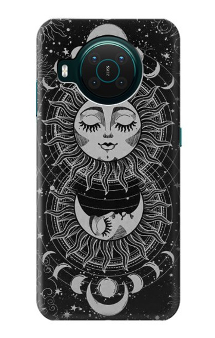 S3854 Visage de soleil mystique Croissant de lune Etui Coque Housse pour Nokia X10