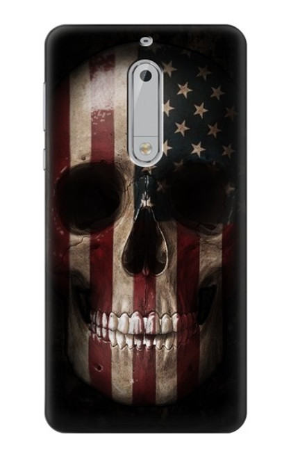 S3850 Crâne de drapeau américain Etui Coque Housse pour Nokia 5