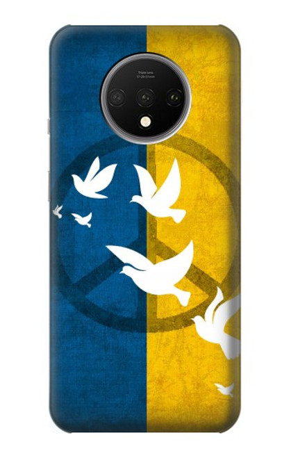 S3857 Colombe de la paix drapeau ukrainien Etui Coque Housse pour OnePlus 7T