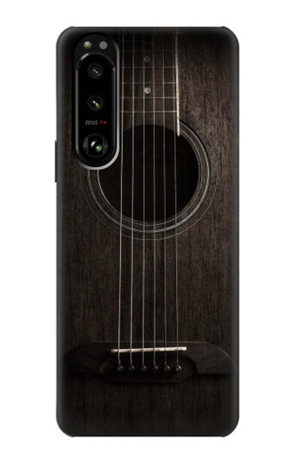 S3834 Guitare noire Old Woods Etui Coque Housse pour Sony Xperia 5 III