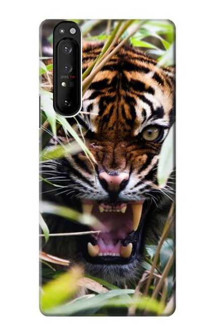 S3838 Tigre du Bengale qui aboie Etui Coque Housse pour Sony Xperia 1 III