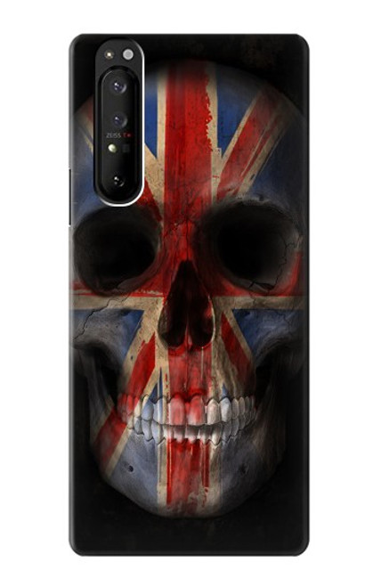 S3848 Crâne de drapeau du Royaume-Uni Etui Coque Housse pour Sony Xperia 1 III