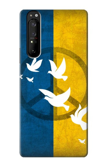 S3857 Colombe de la paix drapeau ukrainien Etui Coque Housse pour Sony Xperia 1 III