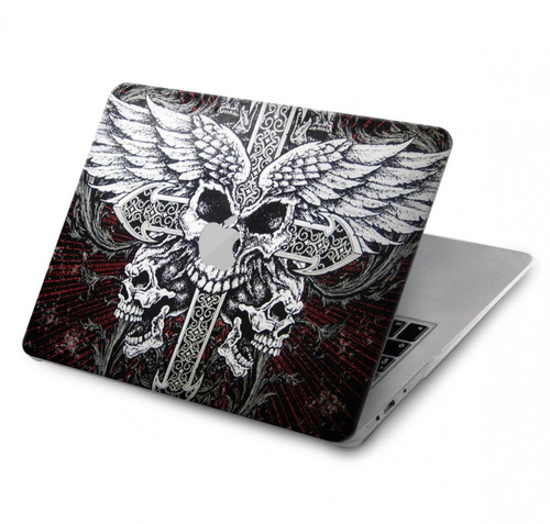 S1434 Crâne Tatouage Motard Aile Etui Coque Housse pour MacBook Pro 14 M1-M5 A2442,A2779,A2992,A2918,A3112,A3185,A3401,A3434,A3112