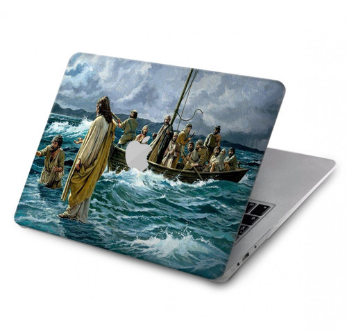 S1722 Jésus marcher sur la mer Etui Coque Housse pour MacBook Pro 14 M1-M5 A2442,A2779,A2992,A2918,A3112,A3185,A3401,A3434,A3112