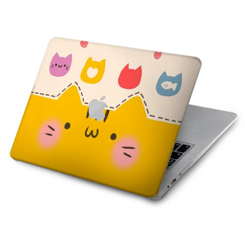 S2442 Chat mignon drôle Dessin animé Etui Coque Housse pour MacBook Pro 14 M1,M2,M3 (2021,2023) - A2442, A2779, A2992, A2918