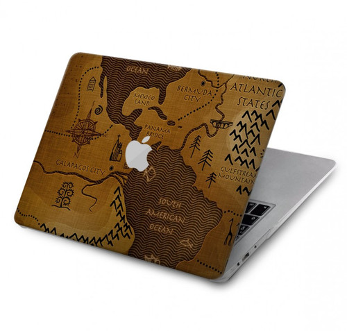 S2861 Carte antique du monde Etui Coque Housse pour MacBook Pro 14 M1,M2,M3 (2021,2023) - A2442, A2779, A2992, A2918