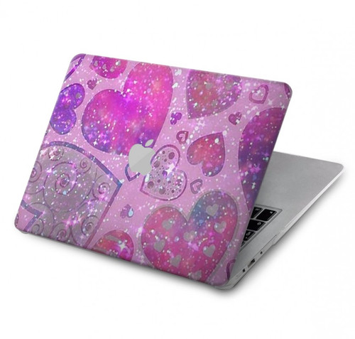 S3710 Coeur d'amour rose Etui Coque Housse pour MacBook Pro 14 M1-M5 A2442,A2779,A2992,A2918,A3112,A3185,A3401,A3434,A3112